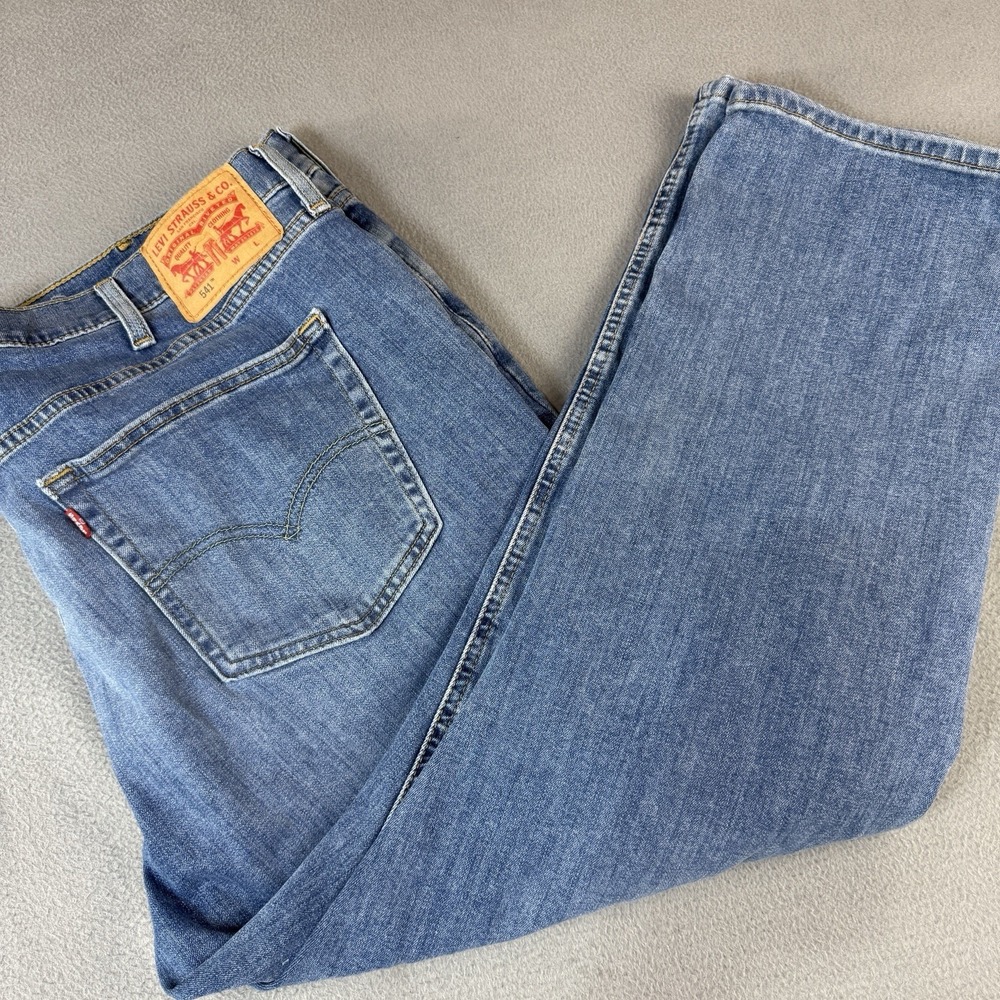 Levis 541 Jeans Mens 44x29 Blue Denim Athletic Cut Taper Stretch‎ Pants